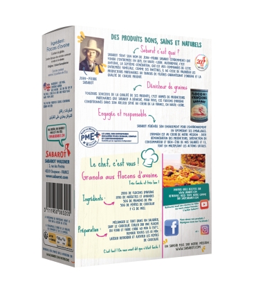 Céréales et graines - Flocons d'avoine 500g - Sabarot
