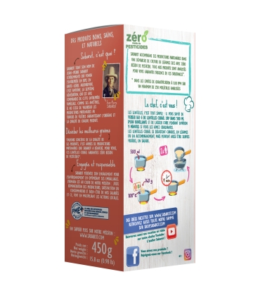 Lentilles corail zéro résidu de pesticides - étui 450g - Sabarot