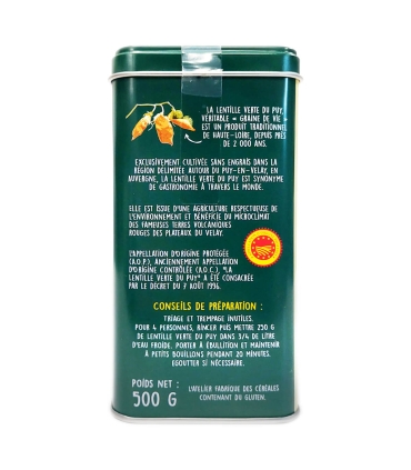 Boîte métal collection Lentille verte du Puy A.O.P. 500g - Côté 1 - Sabarot