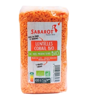 Légumes secs - Lentilles corail bio 450g - Sabarot