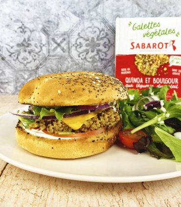 Recette burger avec préparation pour Galettes végétales - Quinoa et boulgour aux légumes du soleil Sabarot
