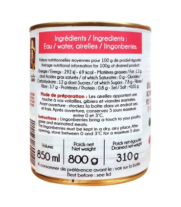 Fruits rouges - Airelles au naturel conserve 310g - Sabarot