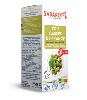 Légumes Secs - Pois cassés de France cuisson rapide 8 minutes - étui - 250g - Sabarot