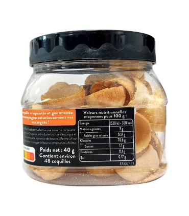 Escargots - Coquilles et croqu'in - Croqu'in Escargots - La coquille à croquer - Pot 40g côté - Sabarot