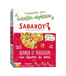 Cereals and seeds - Vegetable patties - Quinoa and bulgur with sun-ripened vegetables - 170g Box - Sabarot