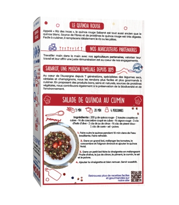 Cereals and seeds - Red quinoa box 500g back - Sabarot