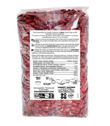 Légumes secs - Haricots rouges 1kg verso - Sabarot