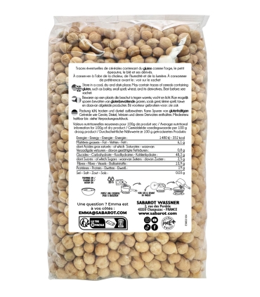 Légumes secs - Pois chiches France 1kg verso - Sabarot