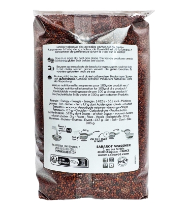 Cereals and seeds - Red quinoa 1kg back - Sabarot