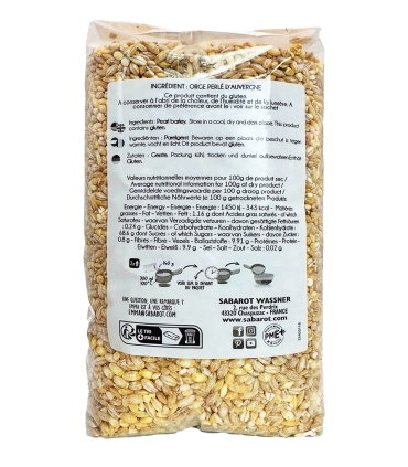 Céréales et graines - Orge perlé d’Auvergne 1kg verso - Sabarot