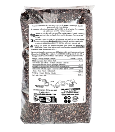 Cereals and seeds - Black quinoa 1kg back - Sabarot