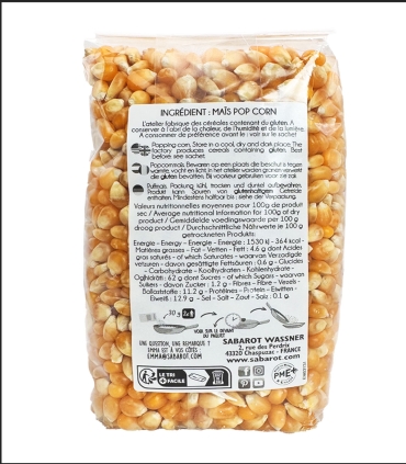 Cereals and Seeds - Popcorn Corn 500g back - Sabarot