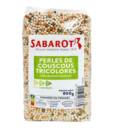 Céréales et graines - Perles de couscous tricolores - Sachet 800g - Sabarot