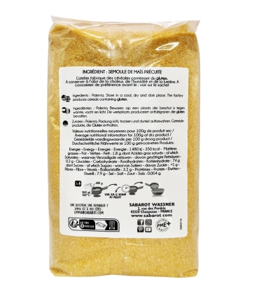 Cereals and seeds - Express polenta - 850g sachet back - Sabarot