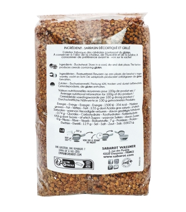 Céréales et graines - Sarrasin grillé Kasha - Sachet 1kg verso - Sabarot