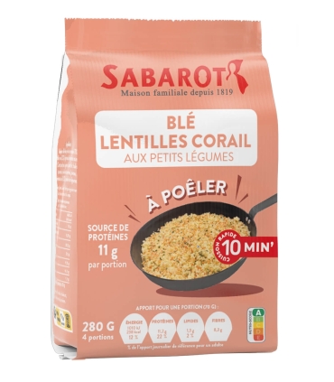 Mélange à poêler "Blé & Lentilles corail aux petits légumes" - Sachet 280g