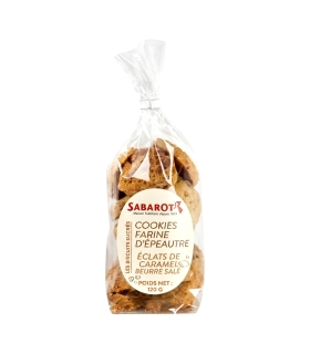 Cookies à la farine d’épeautre et éclats de caramel au beurre salé - Sachet 120g