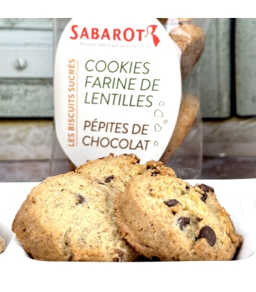Épicerie sucrée - Cookies à la farine de Lentilles vertes du Puy et pépites de chocolat - Sabarot