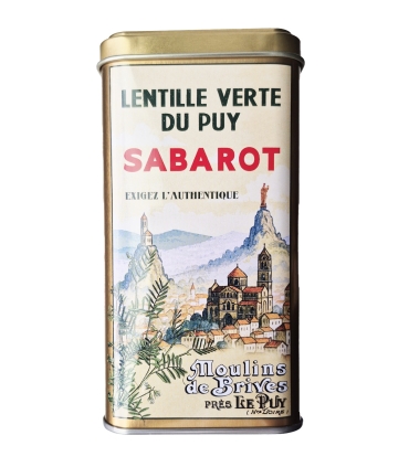 Légumes secs - Lentille verte du Puy A.O.P. - Boîte métal Collection Ville du Puy 500g recto - Sabarot