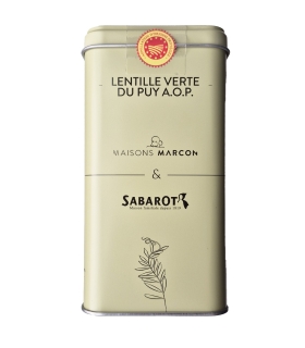 Légumes secs - Lentille verte du Puy A.O.P. - Boîte métal Collection Maison Marcon & Sabarot 450g recto - Sabarot