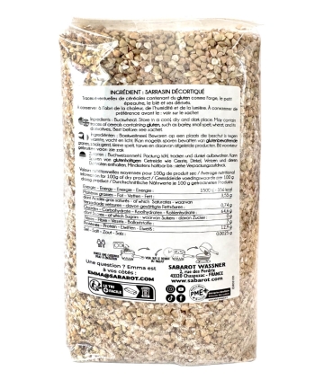 Céréales et graines - Sarrasin non grillé - Sachet 1kg verso - Sabarot