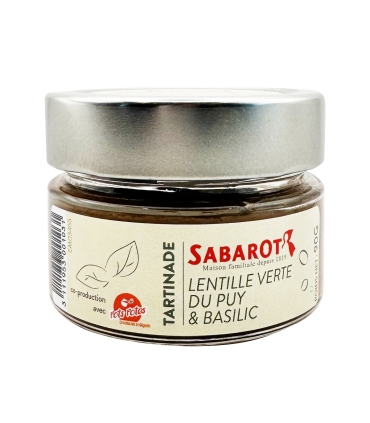 Épicerie & cadeaux - Apéritifs - Tartinade Lentille verte du Puy & basilic 90g - Sabarot
