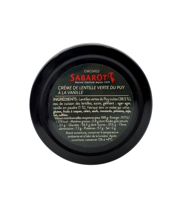 Groceries & gifts - Sweet groceries - Green Le Puy green lentils cream with vanilla 150g lid - Sabarot
