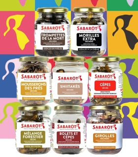 Gifts ideas - The mushrooms fan - Assortment of 8 jars of dried mushrooms - Sabarot