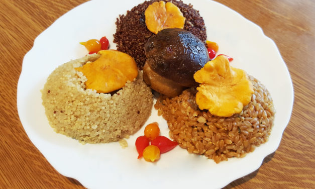Assortment of cereals with whole mushrooms