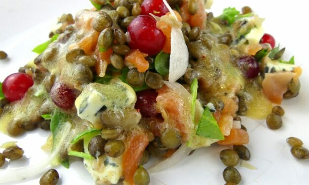 Salade de lentilles vertes du Puy, truite et groseilles