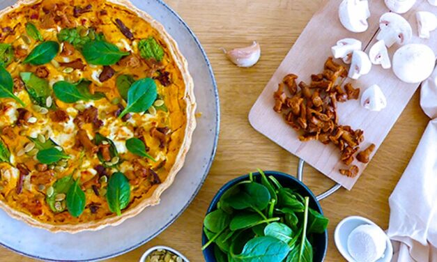 Tarte à la courge et aux girolles