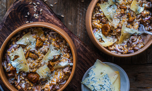 Risotto de Petit Épeautre du Velay à la fourme et aux girolles