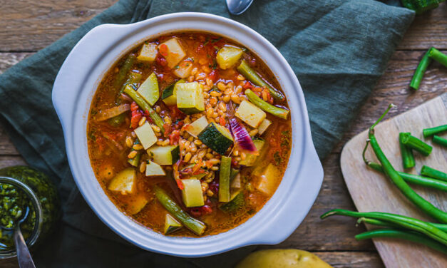 Soupe de Petit Épeautre du Velay au pesto