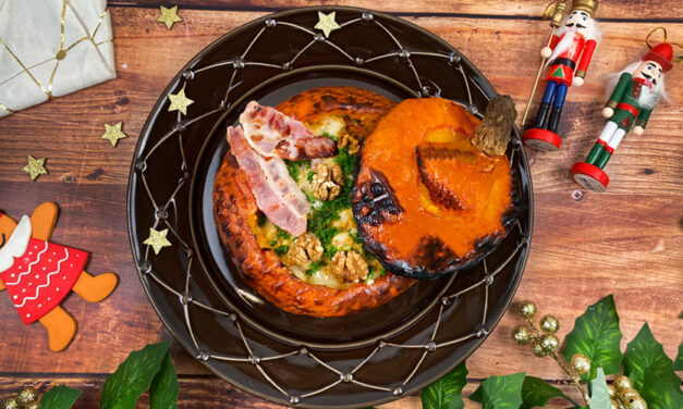 Pumpkin stuffed with snails and comté cheese