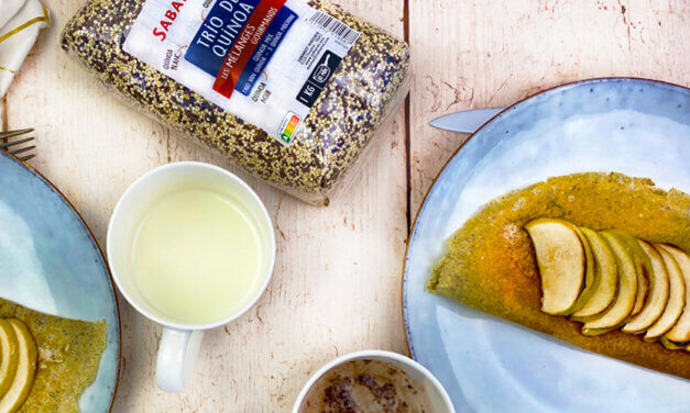 Sweet pancakes with quinoa, apples and maple syrup