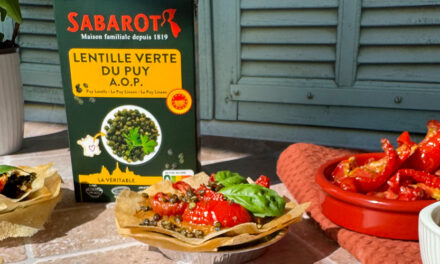 Tartelettes tomates confites, lentilles crispy et caviar d’aubergine