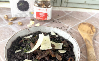 Risotto de riz noir interdit aux cèpes