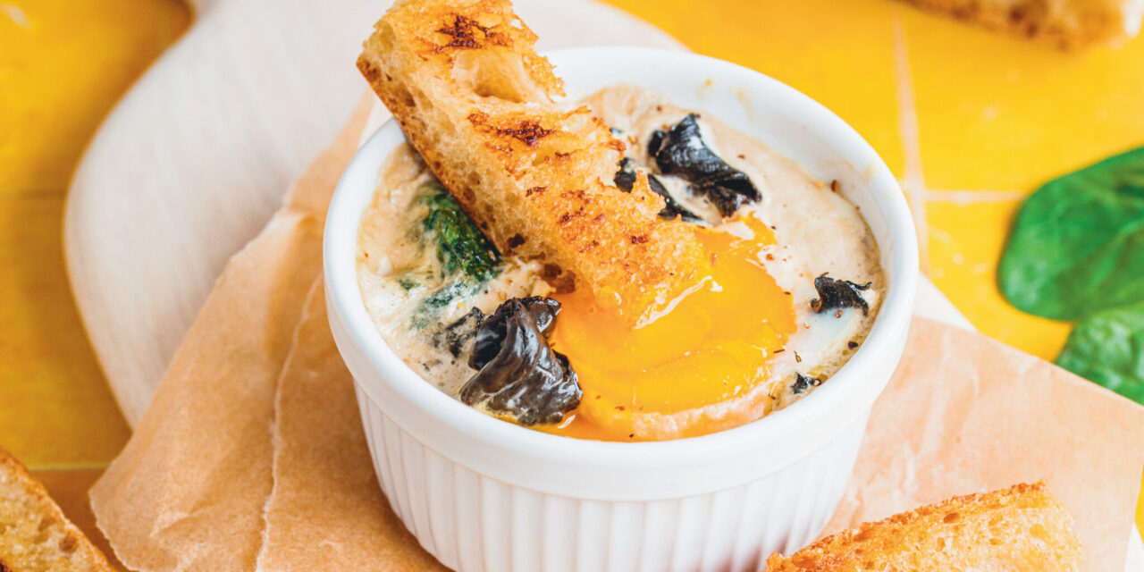 Œufs cocotte aux trompettes de la mort