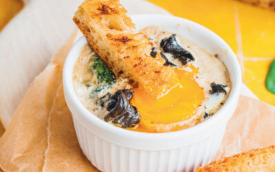 Œufs cocotte aux trompettes de la mort