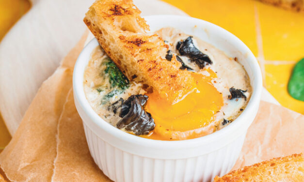 Œufs cocotte aux trompettes de la mort