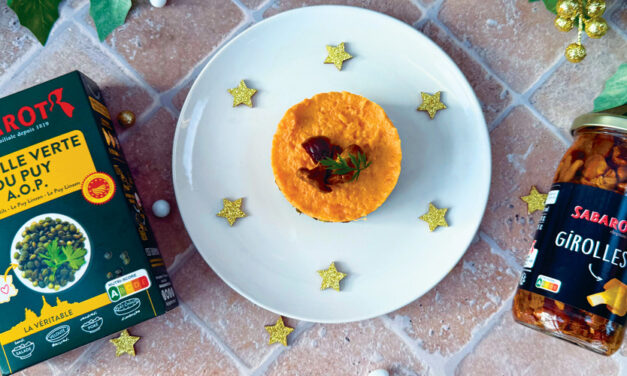 Parmentier de Noël aux girolles, lentille verte du puy et patate douce