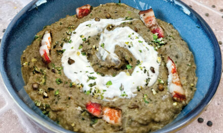 Velouté de Lentille verte du Puy A.O.P, à la poitrine fumée et bleu d&rsquo;auvergne