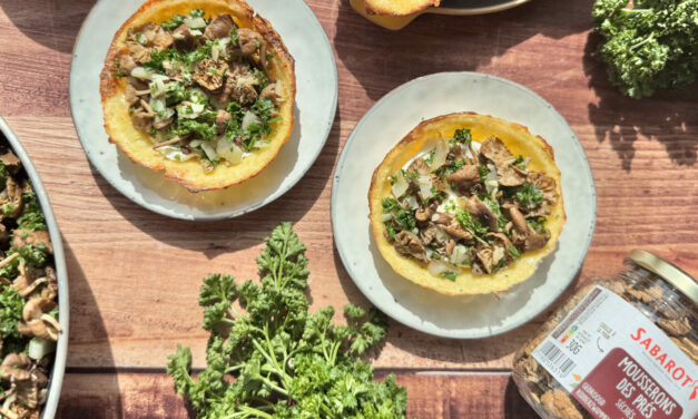 Tartelettes fondantes de pomme de terre aux mousserons et fromage frais